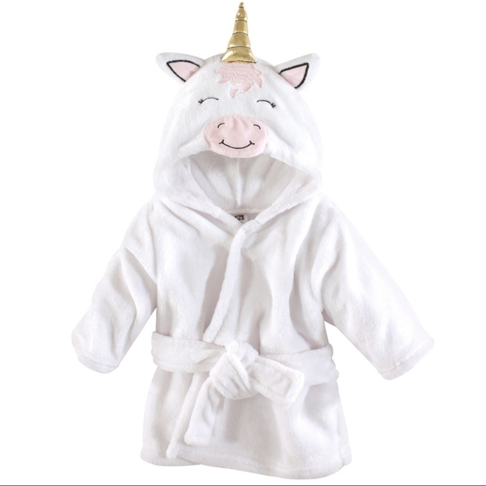 Hudson Baby Plush Bathrobe, Modern Unicorn, 0-9 Months
